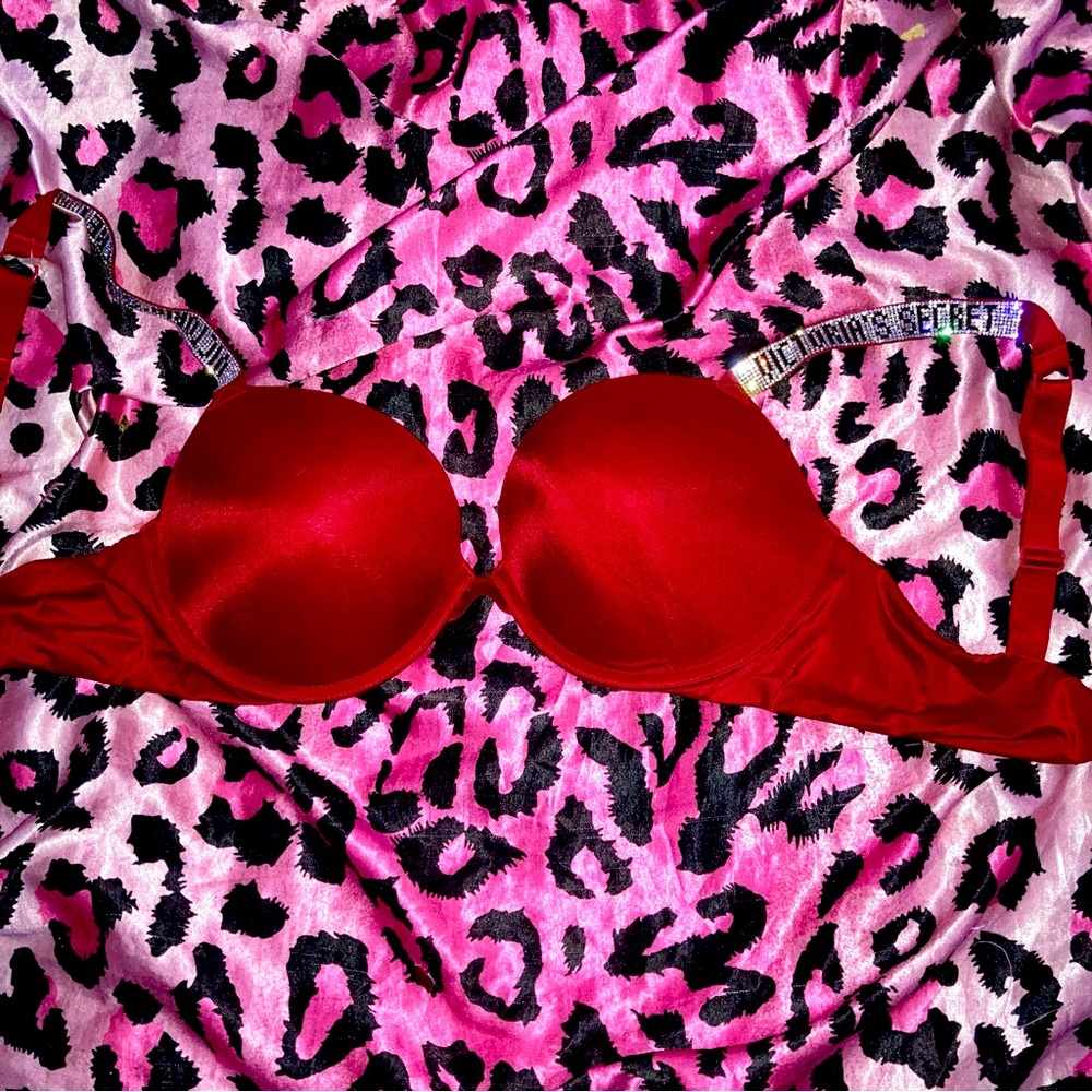 red push up rhinestone VS bra